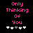 Pixelated pink text reads 'Only Thinking Of You' above five white and gray plus signs on a black background.