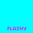 Four identical pixelated 'FLASHY' text icons arranged in a on cyan background with white rectangular bars