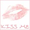 Pink lips with a kiss mark on a white background, with 'KISS ME' text below.