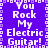 Pixelated text repeats 'You Rock My Electric Guitar!' on a purple background with white border squares.