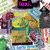 Pixelated cartoon scene with mushroom houses, a castle, and colorful landscape; text overlays change across frames.