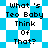 Pixelated text 'What's Teo Baby Think Of That?' repeated on a blue and white checkered background with diamond-shaped patterns.