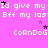Pixelated text repeats across a pink background with scattered stars, featuring 'Id give my Bff my las' and 'CoRnDoG' in white font.