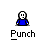 Pixel art of two cartoon figures in blue and red clothing with neutral expressions, arranged in a with one figure punching another, text "Punch" below each frame