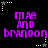 Pixelated purple text 'mae and brandon' on black background with white star corner markers, animated by changing star marker colors.