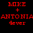 Red pixelated text on black background displays 'MIKE + ANTONIAANTONIA 4ever' with identical left and right sides.