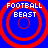 Four identical pixelated icons arranged in a , each featuring red concentric circles on blue background with "FOOTBALL BEAST" text above the circles