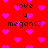 Red background with repeating pink heart shapes and black text reading 'love u megan<3' in pixelated font.