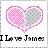 Pixelated heart icon with pink and gray halves, below which reads 'I Love James' in blocky text.