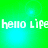 Green and cyan gradient background with repeated white pixelated text 'hella Life' in two , no visible animation changes