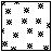 Black and white pixelated icon with repeating star-like symbols scattered across a white background, bordered by a thick black frame with corner accents.