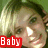 A four- shows a person with light brown hair against a green background, with red text boxes displaying 'Baby', 'I', 'LOVE', and 'YOU'