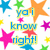 Pixelated graphic with colorful stars surrounding blue text reading 'you know right!' on a white background.