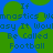 Blue background with green circular shapes and pixelated text reading "If gymnastics was easy it would be called football" in multiple repetitions.
