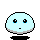 Pixelated light blue circular face with black eyes and mouth, showing sequential emotional expressions including neutral, crying, and distressed states.