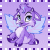 Pixelated purple dragon with light blue wings stands against lavender background, bordered by alternating dark and white vertical stripes.