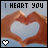 12 identical frames showing hands forming a heart shape with text "I HEART YOU" and small pixelated hearts