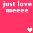 Pixelated text 'just love meeee' on bright pink background with multiple heart symbols in different positions.