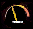 Animated gauge with yellow needle moving clockwise across arc, white text below reading 'FIREMO', dark background.