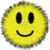 Two yellow smiley face icons with black eyes and mouths, one with a closed mouth and the other with a tongue sticking out, displayed on a white background with blue text below.
