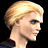 Pixelated character head with blonde hair and blue eyes, next to text reading 'Xenosaga', 'GAME LAUNCH', and '02.25.03' on black background.