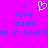 Pixelated text and heart symbol on bright pink background with blue lettering.