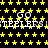 Black background with yellow stars and repeated white text 'GO TEELEERS!' in pixelated font.