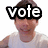 A four- shows a person in a white shirt with text overlays: 'vote' over the top-left, 'for' over the top-right, and partial 'wesom' at bottom-left