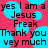 Pixelated text on a pink background with cyan circular shapes, repeating 'yes I am a Jesus Freak Thank you vey much' in black block letters.