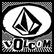 Black-and-white pixelated icon featuring a stylized sailboat within an oval frame above the word "VOLCOM" in blocky letters.
