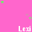 Pink background with repeated white text "Lexi" and scattered green and gray stars, some of which change position across frames.