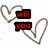 Animated icon with brown wireframe hearts and red text reading 'will you be my valentine' across three
