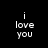 Black background with white text 'i love you' in pixelated font, partially obscured by white rectangular blocks