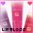four identical showing pink lip gloss tubes with purple and red hearts above them, each labeled 'LIPGLOSS' in pixelated text