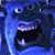 Blue cartoon character with wide eyes and open mouth showing teeth in multiple