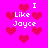 Pixelated pink background with red hearts and white text reading "I Like Jayce" in multiple positions.
