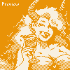 Pixelated orange and white image of a figure holding a glass, with 'Preview' text in the top-left corner.