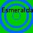 Green background with four blue concentric circles and repeated black text "Esmeralda Esmeralda" across the top and bottom.