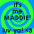 Four identical display a green and blue spiral background with black text reading "It's me MADDIE! luv ya! <3" in a pixelated font