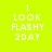 Four identical pixelated text display 'I LOOK FLASHY 2DAY' on alternating bright green and yellow backgrounds