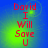 Red text on blue-green gradient background reads 'David I Will Save U' with subtle pixel shifts across four views.