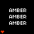 Pixelated of 'AMBER' text blocks with orange heart symbols in vertical stacks on black background, some hearts animate by increasing count