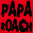 Animated contact sheet of Papa Roach band icon frames showing text, silhouettes, and a baby mascot on red background.