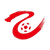 Red pixelated symbol on gray background, featuring curved lines and central cluster of small squares forming a pattern.