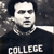 Pixelated static image of a person wearing dark clothing with the word 'COLLEGE' in block letters on the chest, set against a dark background.