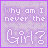 A 5x5 grid of identical animated frames showing pixelated text on a light purple background with white outlines, each frame displaying the phrase "Why am I never the Girl?" in varying degrees of visibility.