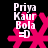 Pixelated pink starburst with white text 'Priya Kaur Bola =D' on black background, two variations of starburst shape visible.