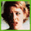 Four pixelated show a person with light brown hair in different expressions and angles against a green border
