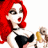 A 48x48 pixel animated buddy icon featuring a red-haired cartoon woman in black lingerie on the left and green text "Original Icons .com" on a dark green background on the right, displayed as a contact sheet with two frames.