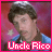 nine pixelated frames showing a person in a blue shirt against a red background with star shapes, each frame labeled 'Uncle Rico' in pink text